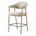 Kreemikas/naturaalne polsterdatud baaritool k&auml;etugedega (istme k&otilde;rgus 67 cm) Elk - Unique Furniture