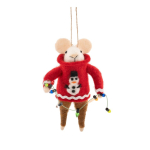 Tekstiilne j&otilde;ulukaunistus, 6 cm Mouse in Snowman Jumper with Fairy Lights &ndash; Sass & Belle