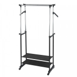 Must metallist teleskoopiline ratastega riietehoidja All In - Wenko