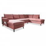 Roosa sametist U-kujuline diivanvoodi, paremas nurgas Stylish Stan - Miuform