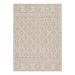 Kreem taaskasutatud puuvillast k&auml;sitsi valmistatud pestav vaip 120x170 cm Pamuk - Universal