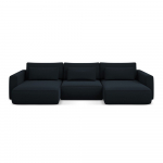 Tumesinine sametist lahtik&auml;iv/panipaigaga U-kujuline nurgadiivan Kapua &ndash; Makamii