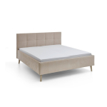 Beež polsterdatud kaheinimesevoodi panipaigaga ja liistudest raamiga 180x200 cm Nova - Meise M&ouml;bel