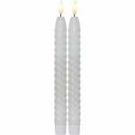 2 valge vaha LED-k&uuml;&uuml;nla komplekt, k&otilde;rgus 25 cm Flamme Swirl Antique - Star Trading