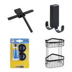 Must seinale kinnitatav metallist vannitoatarvikute komplekt Classic - Wenko