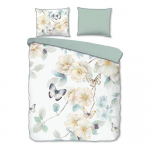 Valge-roheline pikendatud satiin-puuvillast voodipesu kaheinimesevoodile 200x220 cm Adiwanya - Descanso