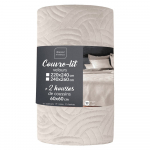 Kreem sametist voodikatte ja padjap&uuml;&uuml;ri komplekt 240x260 cm Solange - douceur d'int&eacute;rieur