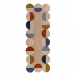 Beež k&auml;sitsi kootud villane vaip 80x230 cm Mia Scallop Frame - Flair Rugs