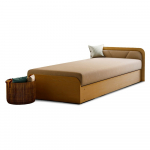 Ookerkollane/beež polsterdatud/puitlaastplaadist &uuml;heinimesevoodi panipaiga ja madratsiga 80x190 cm Parys - ELTAP