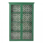 Roheline rippuv kuusepuidust vitriinkapp 81x122x22 cm Hazem - Bloomingville