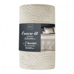 Kreemikas sametist voodikatte ja padjap&uuml;&uuml;ri komplekt 220x240 cm Solange - douceur d'int&eacute;rieur