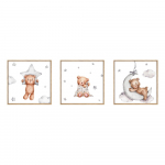 Laste pildid 3tk komplektis 20x20 cm Teddy Bear