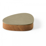 Roheline puidust/&ouml;ko-nahast dekoratiivne hoiukarp koos kaanega 14x12,5x3,5 cm Curve Nupo - LIND DNA