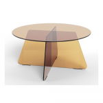 Pruun klaasist &uuml;mmargune diivanilaud &oslash; 80 cm Samos - Actona