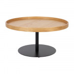 &Uuml;mmargune kohvilaud naturaalse tammepuust pealispinnaga, l&auml;bim&otilde;&otilde;duga &oslash; 70 cm Yuri L - White Label