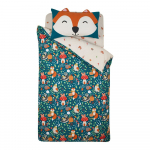 Roheline/beež laste voodipesu &uuml;heinimesevoodile 135x200 cm Fox and Woodland Friends - Catherine Lansfield