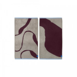 Burgundiapunased/hallikasbeežid orgaanilisest puuvillast froteer&auml;tikud 2tk komplektis 40x55 cm Nova Arte - Mette Ditmer Denmark
