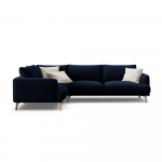 Tumesinine sametist nurgadiivan (vasak nurk/L-kujuline) Naomi - Micadoni