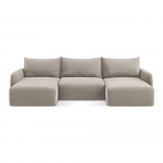 Taupe sametist panipaigaga nurgadiivanvoodi (U-kujuline) Kalena - Makamii