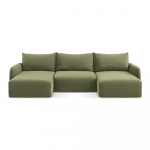 Roheline sametist panipaigaga nurgadiivanvoodi (U-kujuline) Kalena - Makamii