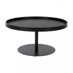 Must &uuml;mmargune kohvilaud tammeplaadiga &oslash; 70 cm Yuri L - White Label