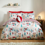 Kaheinimese voodipesu 200x200 cm Christmas Mouse Town - Catherine Lansfield
