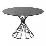 Must &uuml;mmargune s&ouml;&ouml;gilaud klaasist lauaplaadiga &oslash; 120 cm Niut - Kave Home