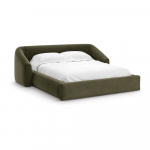 Roheline polsterdatud kaheinimesevoodi, koos panipaiga ja restiga 200x200 cm Campi &ndash; Cosmopolitan Design