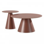 Pruunid &uuml;mmargused kohvilauad klaasist pealispinnaga, 2 tk komplektis &oslash; 80 cm, Vida - MOME