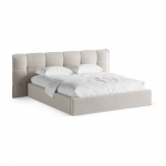 Beež polsterdatud kaheinimesevoodi koos panipaiga ja voodip&otilde;hjaga 200x200 cm Eric - Micadoni