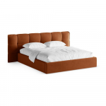 Terrakottapunane polsterdatud kaheinimesevoodi koos panipaiga ja voodip&otilde;hjaga 200x200 cm Eric - Micadoni