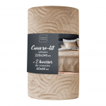 Beež sametist voodikate ja padjap&uuml;&uuml;ri komplekt 220x240 cm Solange - douceur d'int&eacute;rieur