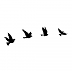 Metallist seinakaunistused 4tk komplektis 18x20 cm Birds - Wallity