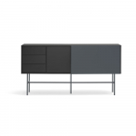 Must-antratsiitne madal liugustega kummut 180x91 cm Nube - Teulat