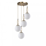 Valge-kuldne rippvalgusti klaasist varjuga &oslash; 30 cm Morino - Opviq lights