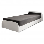 Valge/tumehall polsterdatud/puitlaastplaadist &uuml;heinimesevoodi panipaiga ja madratsiga 80x190 cm Parys - ELTAP