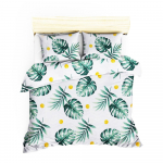 Valge/roheline voodikatte ja padjakatete komplekt 200x220 cm Kapitone Monstera &ndash; Mijolnir