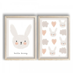 Laste pildid 2 tk komplektis 38x53 cm Hello Bunny - Wallity