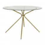 &Uuml;mmargune kuldse klaaspinnaga s&ouml;&ouml;gilaud &oslash; 110 cm Silvie - St&oslash;raa