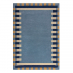 Sinine k&auml;sitsi kootud villane vaip 160x230 cm Kai Wool Border - Flair Rugs