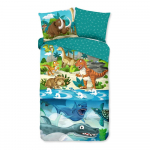 Sinine puuvillane laste pikendatud voodipesu &uuml;heinimesevoodile 140x220 cm Prehistoric - Good Morning