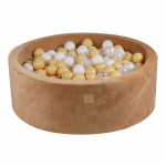 Helepruun sametist pallibassein &oslash; 90x30 cm Montessori - Meowbaby