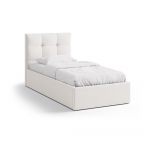 Kreem polsterdatud &uuml;heinimesevoodi koos panipaiga ja voodip&otilde;hjaga 90x200 cm Phaedra - Micadoni