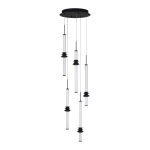 Mattmust keraamiline h&auml;mardatav LED-rippvalgusti akr&uuml;&uuml;lklaasist varjuga, &oslash; 35 cm Stalactite - Nova Luce