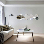 12 kleepuva peegli kleebise komplekt kuusnurkne peegel, 20 x 17 cm - Ambiance