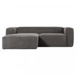 Hall kordvillane nurgadiivan (vasakpoolne nurk) Blok - Kave Home