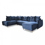 Tumesinine velvetist nurgadiivanvoodi (vasak nurk/"U") Lazy Lukka - Miuform