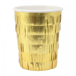 &Uuml;hekordsed pabertopsid 8tk komplektis Gold Fringe Party - Meri Meri