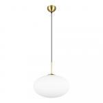 Valge-kuldne rippvalgusti klaasist varjuga &oslash; 40 cm Fomento - Trio