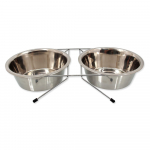 Roostevabast terasest koerakausside komplekt koos alusega, &oslash; 21 cm Dog Fantasy - Plaček Pet Products